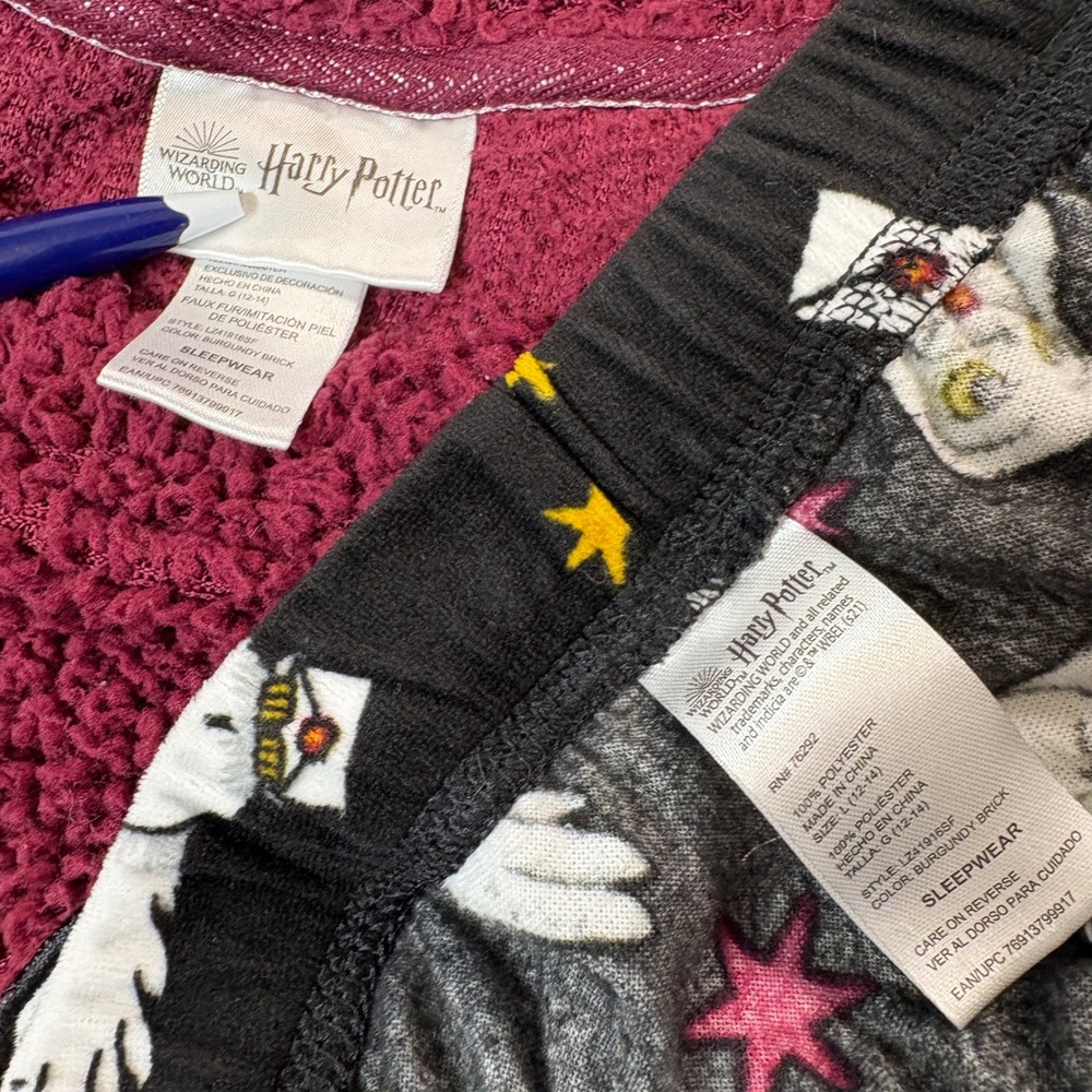 Harry Potter Pajama Set Womens Large Burgundy Brick Hedwig Sherpa Fleece 2pc - Picture 7 of 12